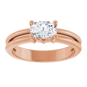 10K Rose Gold 6.5x4.5 mm Elongated Cushion Ring Mounting – image 5