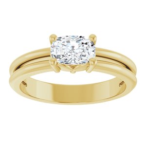 14K Yellow Gold 6.5x4.5 mm Elongated Cushion Ring Mounting – image 5