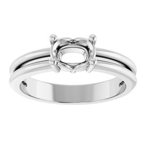 18K White Gold 6.5x4.5 mm Elongated Cushion Ring Mounting – image 6