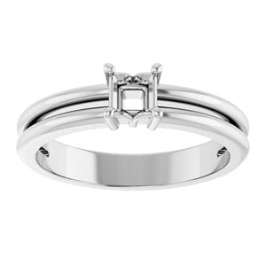 14K X1 White Gold 3.5x3.5 mm Square Ring Mounting – image 6