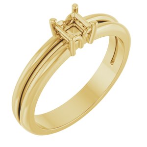 14K Yellow Gold 3.5x3.5 mm Square Ring Mounting – image 2