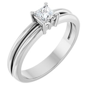 14K White Gold 3.5x3.5 mm Square Ring Mounting