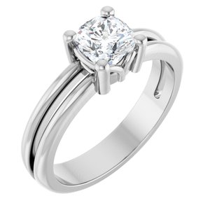 10K White Gold 5.5x5.5 mm Cushion Ring Mounting