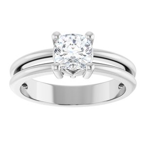 14K White Gold 5.5x5.5 mm Cushion Ring Mounting – image 5