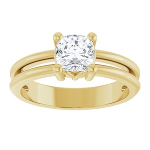 14K Yellow Gold 5.5x5.5 mm Cushion Ring Mounting – image 5