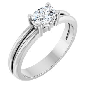 14K White Gold 6x4 mm Elongated Cushion Ring Mounting