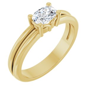 10K Yellow Gold 6x4 mm Elongated Cushion Ring Mounting
