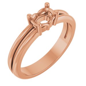 18K Rose Gold 6x4 mm Elongated Cushion Ring Mounting – image 2