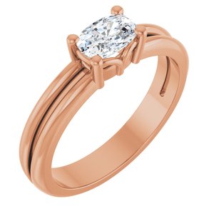 14K Rose Gold 6x4 mm Elongated Cushion Ring Mounting