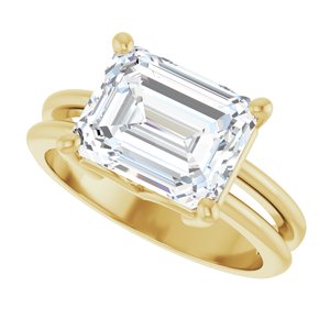 14K Yellow Gold 10x8 mm Emerald Ring Mounting – image 8