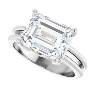 18K White Gold 10x8 mm Emerald Ring Mounting – image 8
