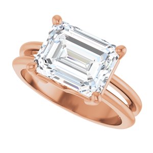 14K Rose Gold 10x8 mm Emerald Ring Mounting – image 8