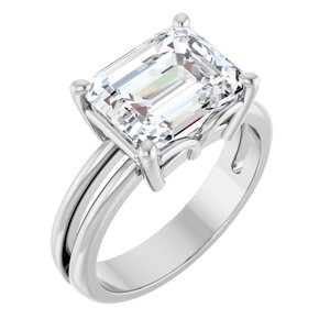 18K White Gold 10x8 mm Emerald Ring Mounting