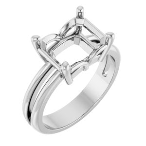 14K X1 White Gold 10x8 mm Emerald Ring Mounting – image 2