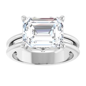 14K X1 White Gold 10x8 mm Emerald Ring Mounting – image 5