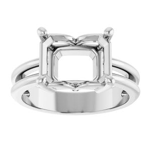 14K X1 White Gold 10x8 mm Emerald Ring Mounting – image 6