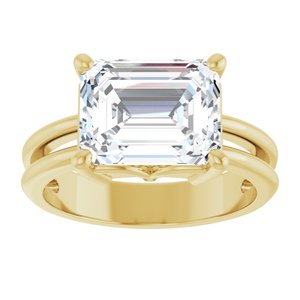 18K Yellow Gold 10x8 mm Emerald Ring Mounting – image 5
