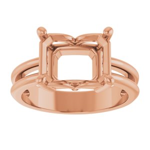 10K Rose Gold 10x8 mm Emerald Ring Mounting – image 6