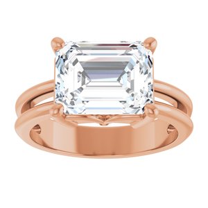 18K Rose Gold 10x8 mm Emerald Ring Mounting – image 5