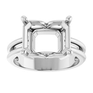 10K White Gold 11x9 mm Emerald Ring Mounting – image 6