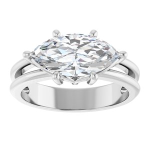 10K White Gold 13x6.5 mm Marquise Ring Mounting – image 5