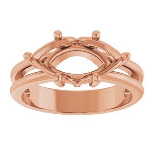 18K Rose Gold 13x6.5 mm Marquise Ring Mounting – image 6