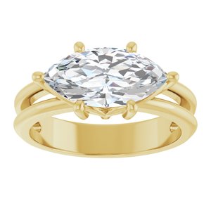 18K Yellow Gold 13x6.5 mm Marquise Ring Mounting – image 5