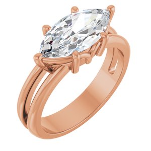 10K Rose Gold 13x6.5 mm Marquise Ring Mounting