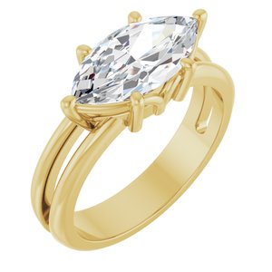 14K Yellow Gold 13x6.5 mm Marquise Ring Mounting