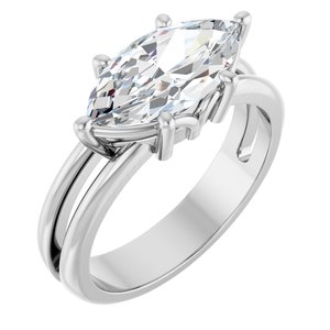 10K White Gold 13x6.5 mm Marquise Ring Mounting
