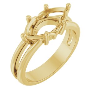 10K Yellow Gold 13x6.5 mm Marquise Ring Mounting – image 2
