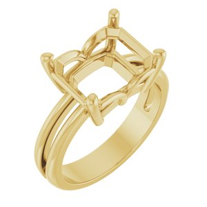 14K Yellow Gold 11x9 mm Emerald Ring Mounting – image 2