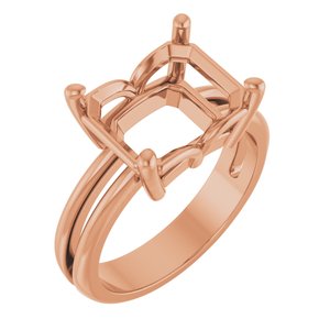 14K Rose Gold 11x9 mm Emerald Ring Mounting – image 2