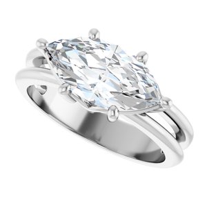 14K White Gold 13x6.5 mm Marquise Ring Mounting – image 8
