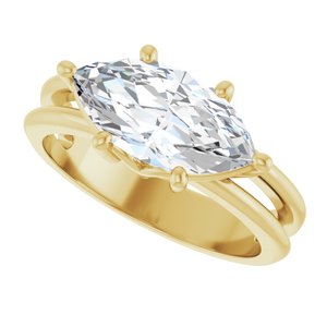 10K Yellow Gold 13x6.5 mm Marquise Ring Mounting – image 8
