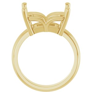 10K Yellow Gold 14x12 mm Emerald Ring Mounting – image 4
