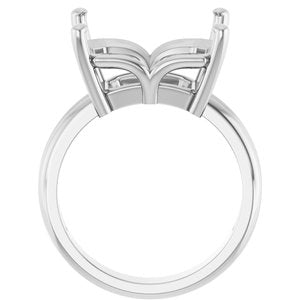 14K White Gold 14x12 mm Emerald Ring Mounting – image 4