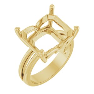 10K Yellow Gold 14x12 mm Emerald Ring Mounting – image 2