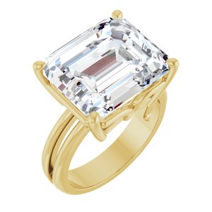 18K Yellow Gold 14x12 mm Emerald Ring Mounting
