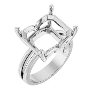 18K White Gold 14x12 mm Emerald Ring Mounting – image 2