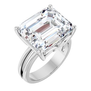 18K White Gold 14x12 mm Emerald Ring Mounting