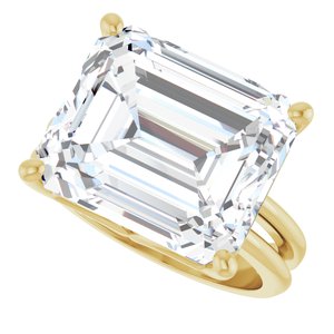 14K Yellow Gold 14x12 mm Emerald Ring Mounting – image 8