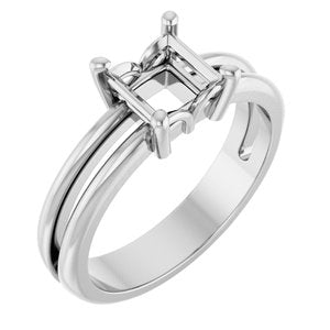 14K White Gold 5.5x5.5 mm Square Ring Mounting – image 2