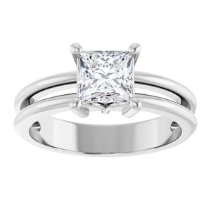 18K White Gold 5.5x5.5 mm Square Ring Mounting – image 5