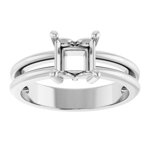 14K White Gold 5.5x5.5 mm Square Ring Mounting – image 6