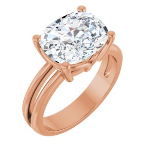 10K Rose Gold 11x9 mm Elongated Cushion Ring Mounting