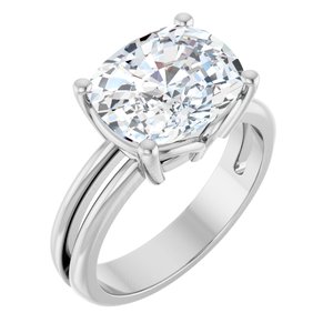 Sterling Silver 11x9 mm Elongated Cushion Ring Mounting