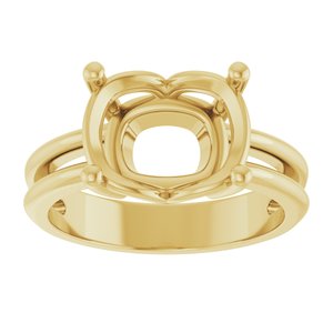 18K Yellow Gold 11x9 mm Elongated Cushion Ring Mounting – image 6
