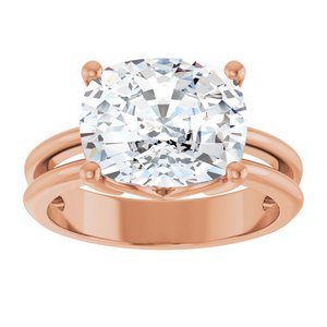 10K Rose Gold 11x9 mm Elongated Cushion Ring Mounting – image 5