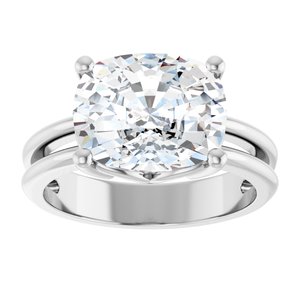 14K White Gold 11x9 mm Elongated Cushion Ring Mounting – image 5